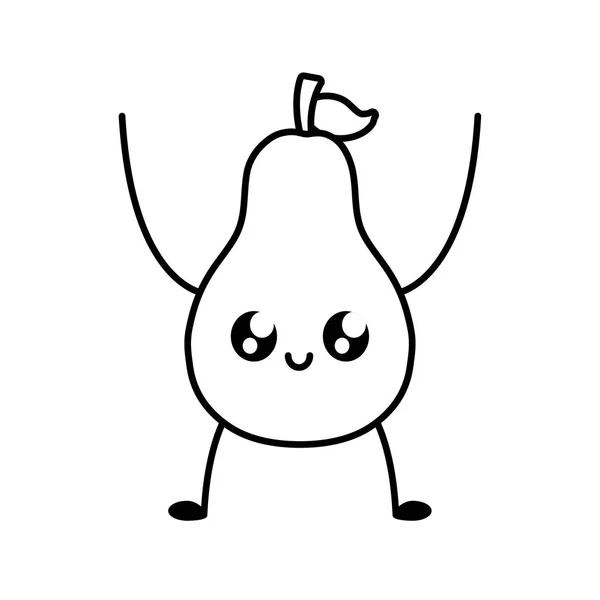 Delicious pear fruit kawaii character — Stock Vector
