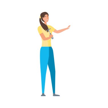 İzole avatar kadın ve çekiç tasarımı