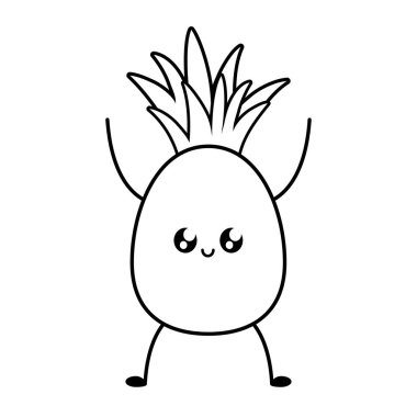 lezzetli ananas meyve kawaii karakter