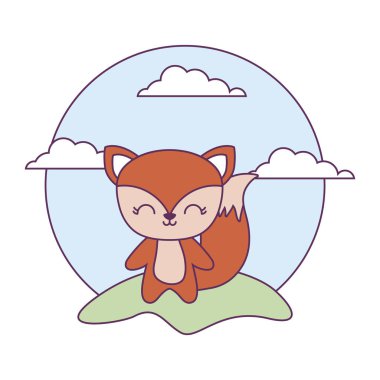 manzara doğal izole simgesi sevimli tilki hayvan