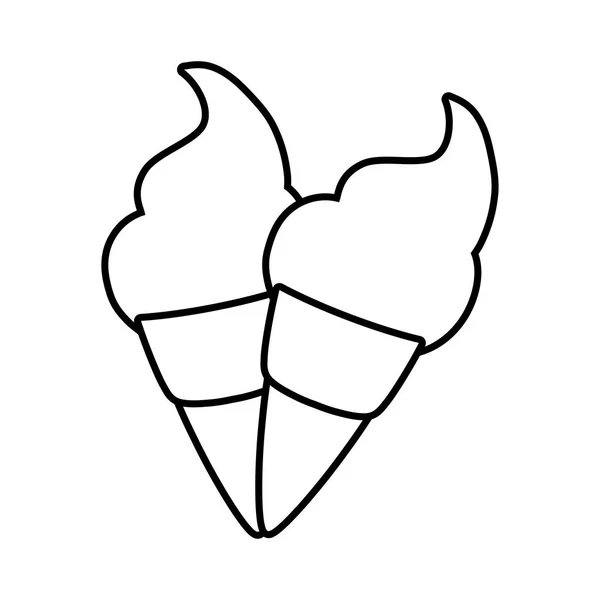 Delicious ice creams in cone — Stock Vector