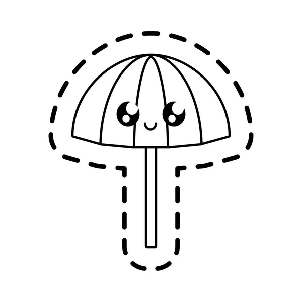 Участок пляжа зонтик открытый kawaii — стоковый вектор