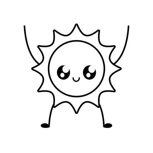 Sommer heiße Sonne kawaii Charakter — Stockvektor