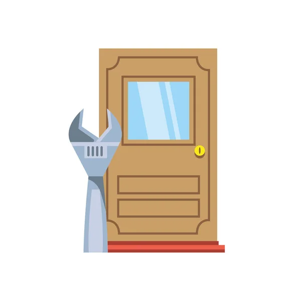 Puerta de la casa en construcción diseño — Vector de stock