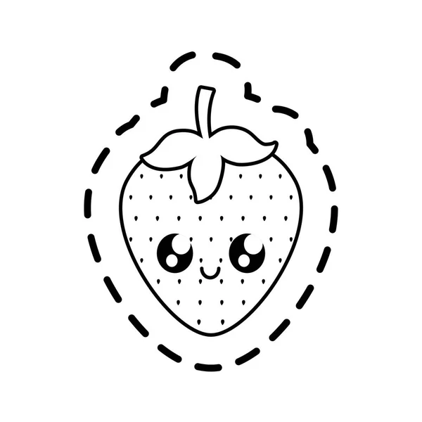 แพทช์ของผลไม้สตรอเบอร์รี่แสนอร่อย Kawaii ตัวละคร — ภาพเวกเตอร์สต็อก