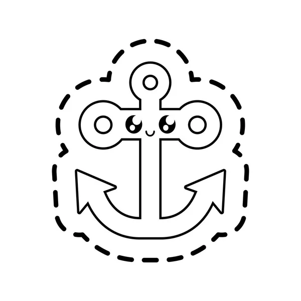 Anker mariene symbool kawaii stijl — Stockvector