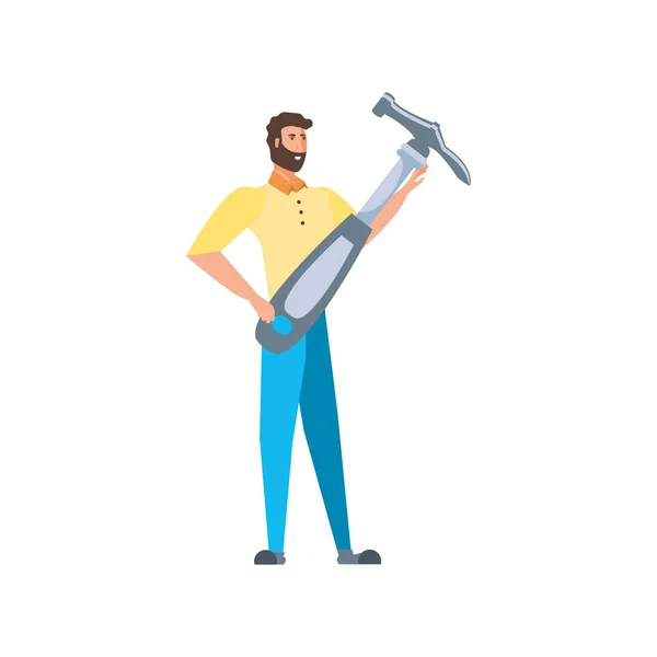 Isolierte Avatar-Mann und Hammer-Design — Stockvektor