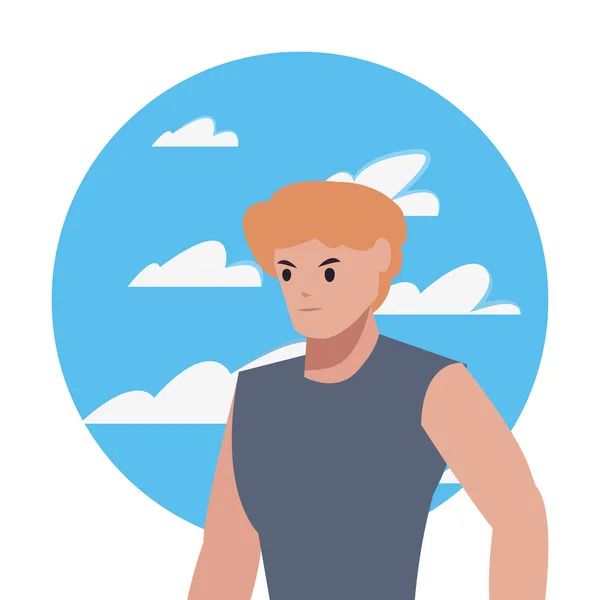 Mann Avatar Charakter Himmel Hintergrund — Stockvektor