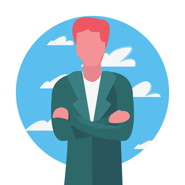 Man avatar character sky background — Stock Vector