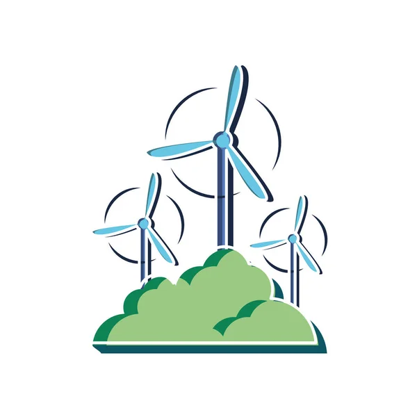 Moinho de vento isolado e design de sustentabilidade — Vetor de Stock