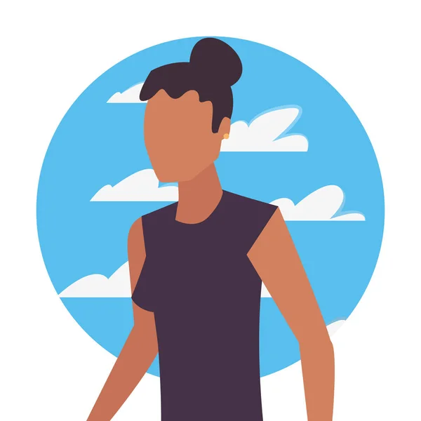 Ženská avatara postava s nebeským pozadím — Stockový vektor