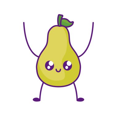 lezzetli armut meyve kawaii karakter
