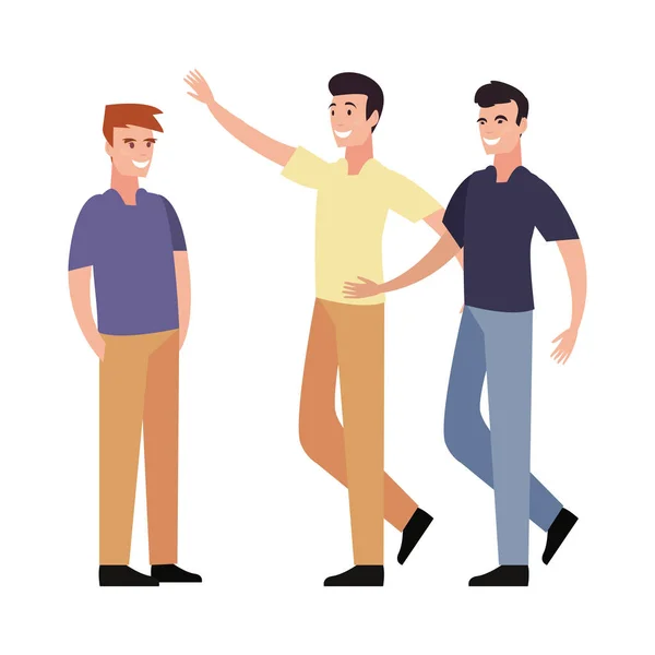 Grupo de hombres juntos de pie sobre fondo blanco — Vector de stock