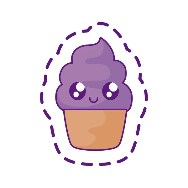 Patch von leckeren Cupcake Kawaii — Stockvektor