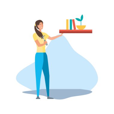 İzole avatar kadın ve raf tasarımı