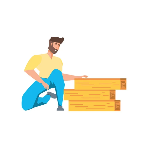 Homem avatar isolado e design de madeira —  Vetores de Stock