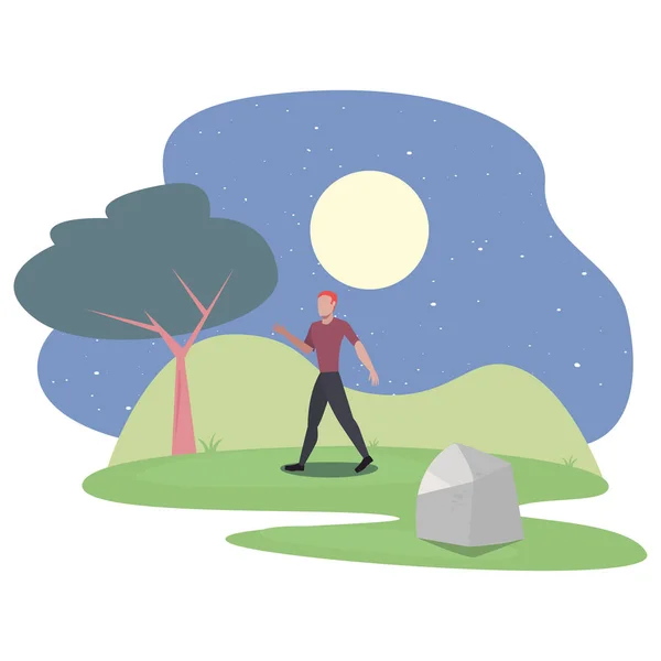 Hombre actividad al aire libre icono vector ilustración — Vector de stock