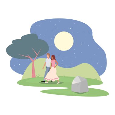erkek ve kadın park gece yıldız ağacı