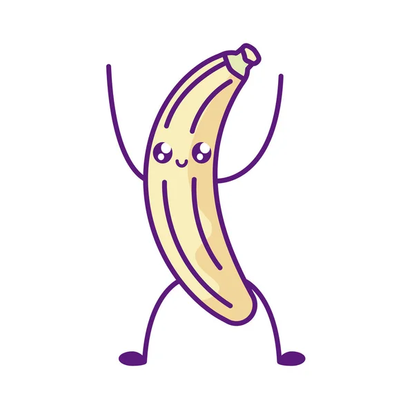 Fruta fresca de plátano kawaii carácter — Archivo Imágenes Vectoriales
