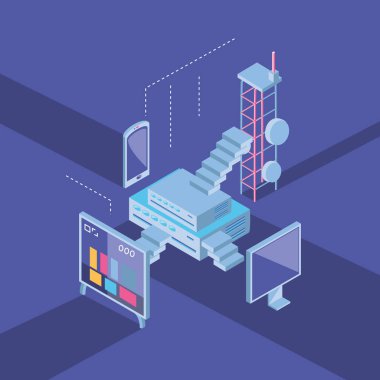 Isometrik simge seti teknoloji tasarımı