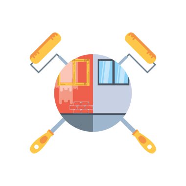 Ev altında inşaat tasarım vektör ilustration