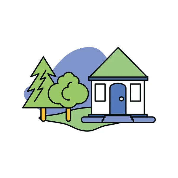 孤立した家と木のデザイン — ストックベクタ