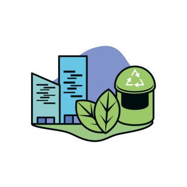 Çöp ve sürdürülebilirlik tasarımı vektör ilustration