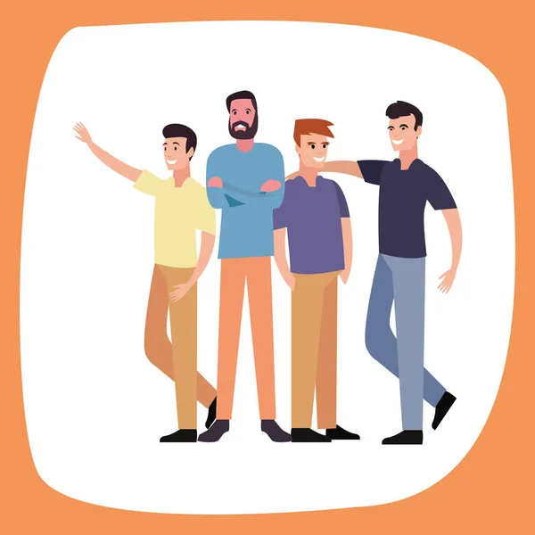 Group men together standing on white background — Stock Vector