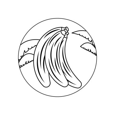 yapraklar tropikal ile çerçeve dairesel muz