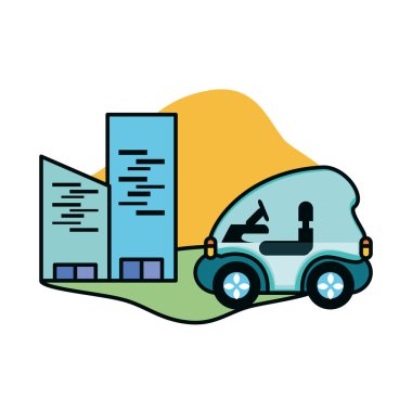 İzole eko araba ve şehir tasarımı