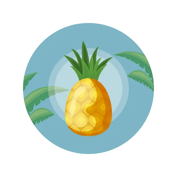 Verse ananas in frame circulaire met Leafs de — Stockvector