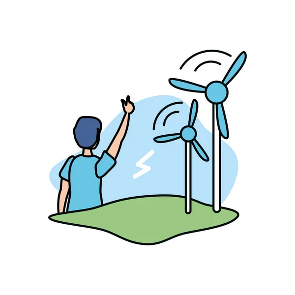 Avatar homme et moulin à vent design — Image vectorielle