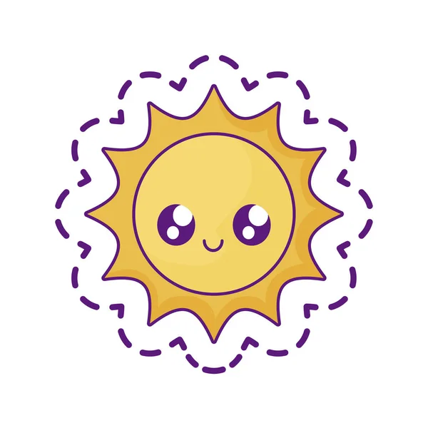 Été chaud soleil kawaii caractère — Image vectorielle