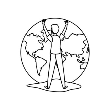 İzole gezegen ve avatar adam tasarımı