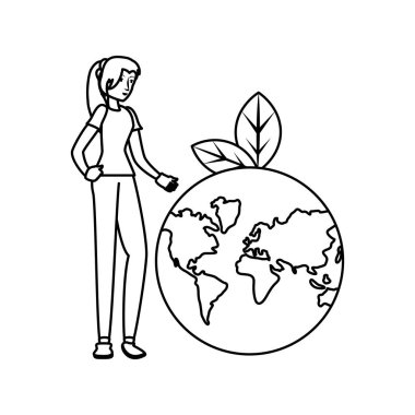 İzole gezegen ve avatar kadın tasarımı