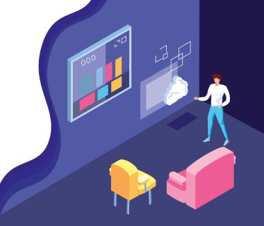 Isometrik simge seti teknoloji tasarımı