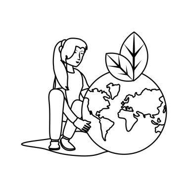 İzole gezegen ve avatar kadın tasarımı