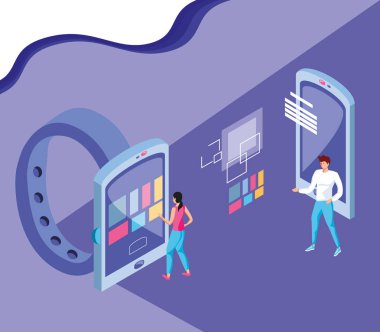 Isometrik simge seti teknoloji tasarımı