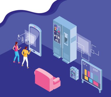 Isometrik simge seti teknoloji tasarımı