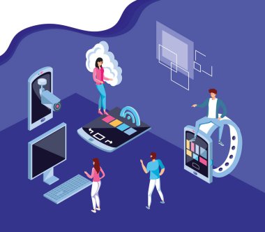 Isometrik simge seti teknoloji tasarımı