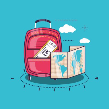 Çanta bilet ve harita tasarımı