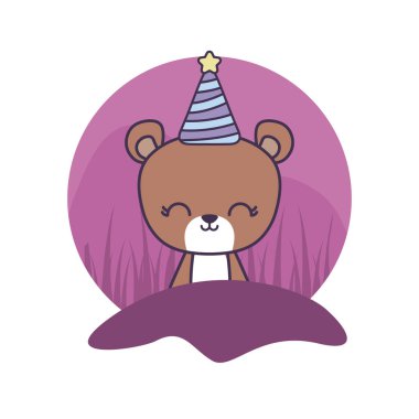 şapka partisi ile sevimli ayı hayvan