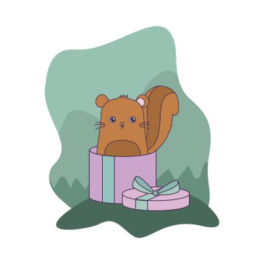 hediye kutusunda sevimli sincap hayvan