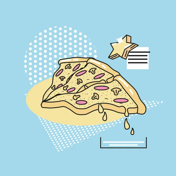 Ilustration vectorielle de conception de pizza de style des années 90 — Image vectorielle