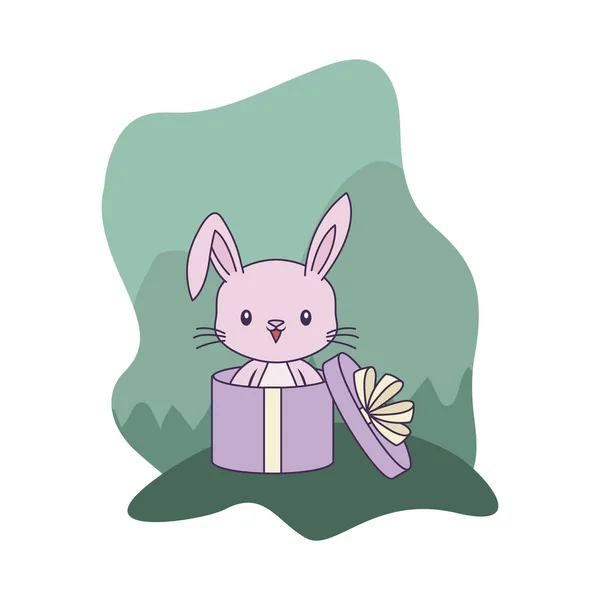 ギフトボックスにかわいいウサギの動物 — ストックベクタ