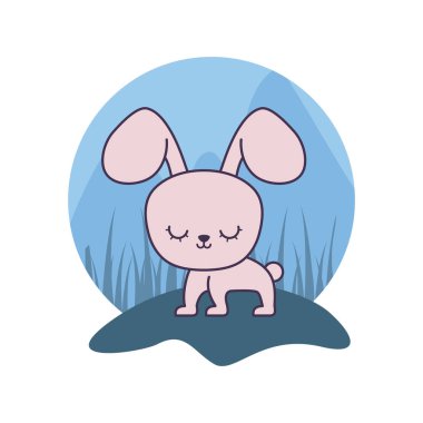 sevimli tavşan hayvan karakter simgesi vektör ilustration