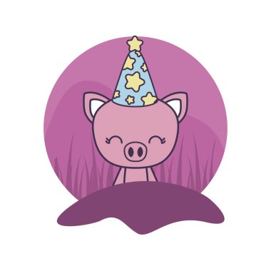 şapka partisi ile sevimli Piggy hayvan