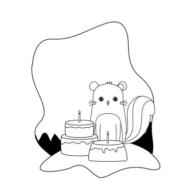 doğum günü pastaları ile sevimli sincap hayvan