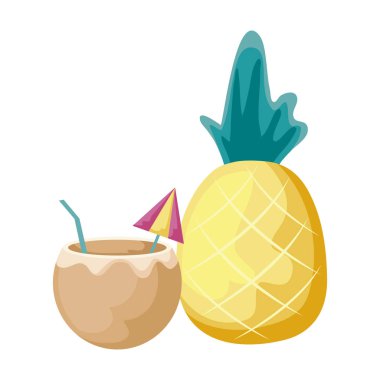 hindistan cevizi kokteyli ile taze ananas