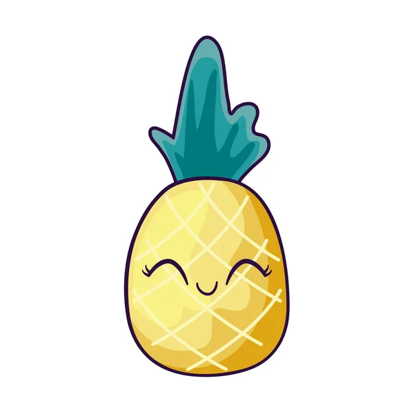 Ananas frukt färsk kawaii karaktär — Stock vektor